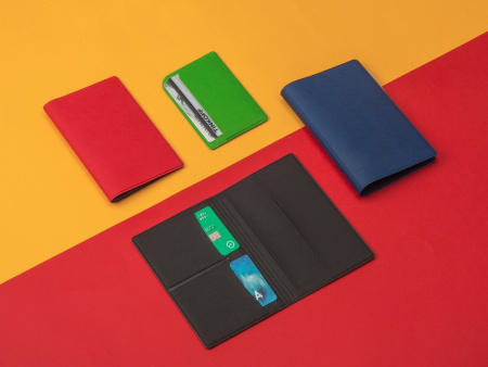 Обложка для паспорта с RFID защитой отделений для пластиковых карт "Favor", красная/серая