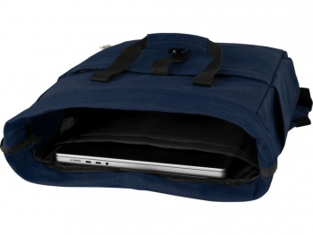 Рюкзак для 15-дюймового ноутбука Joey объемом 15 л из брезента, переработанного по стандарту GRS, со сворачивающимся верхом, темно-синий