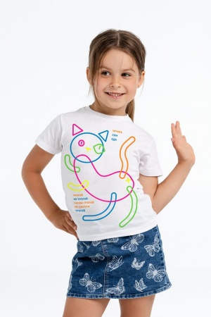 Футболка детская с термонаклейками «Собери кота», белая