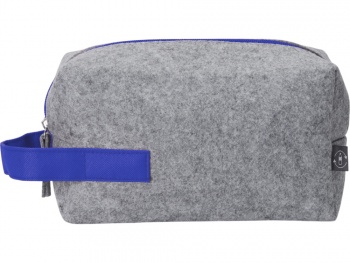 Косметичка из РПЕТ фетра с ручкой "Felt", серый с синим