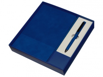 Набор блокнот в гибкой обложке А5 и металлическая шариковая ручка "Nabokov", синий