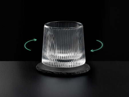 Вращающийся бокал для виски на сланцевом костере "Ventura"