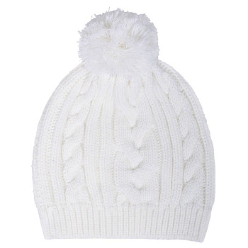 Шапка  "Irish" с помпоном, белый, 100% акрил