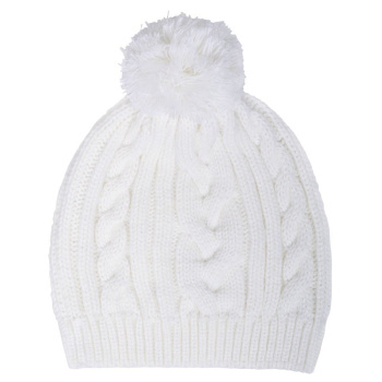 Шапка  "Irish" с помпоном, белый, 100% акрил