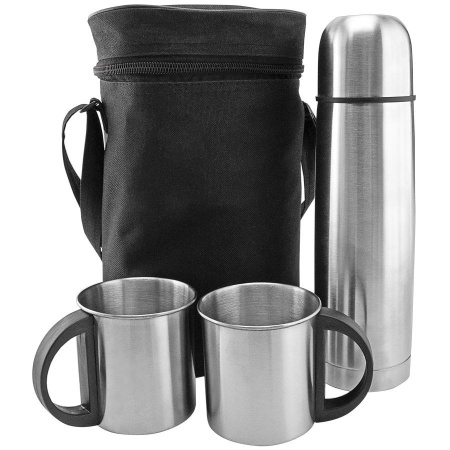 Термос, 2 кружки в чехле: 26х16х10 см, термос 500 мл, кружки 220 мл, металл, нейлон