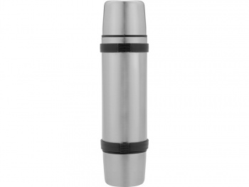 Термос на 750 мл с ручкой и двумя крышками "Чай вдвоем", серебристый