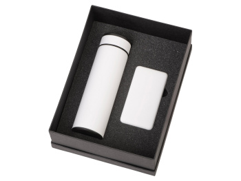 Подарочный набор с термосом и повербанком С1, белый