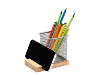 Подставка для ручек и телефона "Fika", натуральный/серый