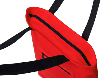 Сумка на молнии Zipper  Neo из хлопка 280 г c карманом на молнии спереди, красный